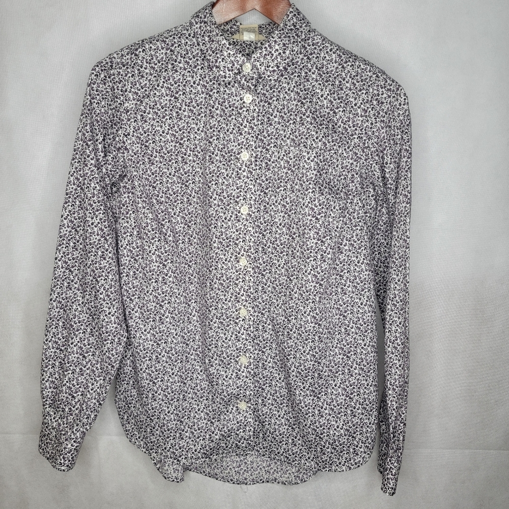 Duluth Trading Co Button-up Shirt Purple Micro Floral Calico Print S